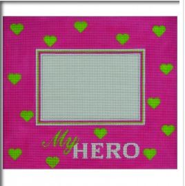 My Hero Pink Frame w/Green Hearts