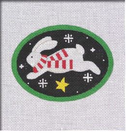 Jumping Bunny Star Ornament on Black