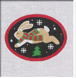 Jumping Bunny Tree Ornament on Black