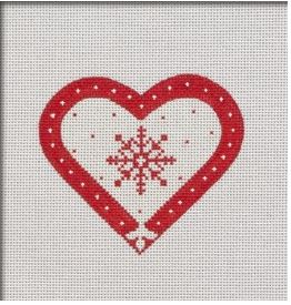 Red and White Snowflake Heart Ornament