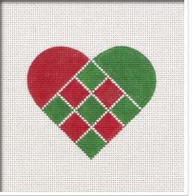 Nordic Criss-Cross Red/Green Heart Ornament