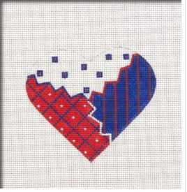 Red White and Blue Patchwork Heart