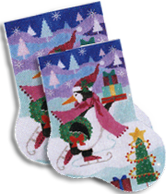 Skating Penguin With Gifts Sock