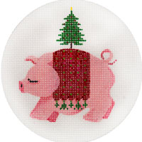 Pig w/Christmas Tree Ornament