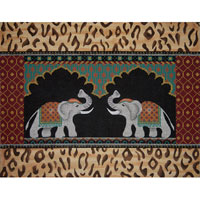 Elephants in Temple w/Borders