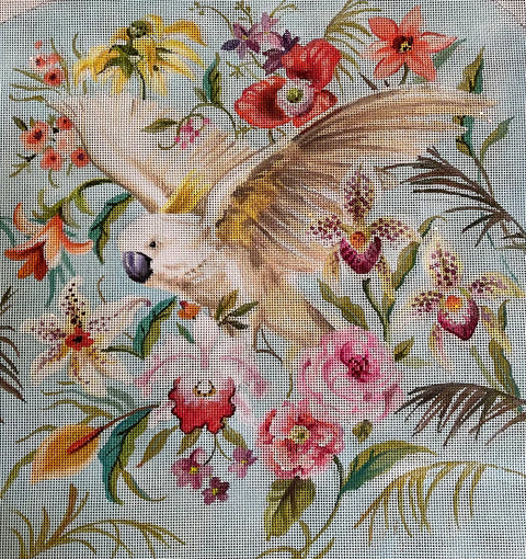 FF338 - Cockatoo on Blue w/Flowers (Colors of Praise)