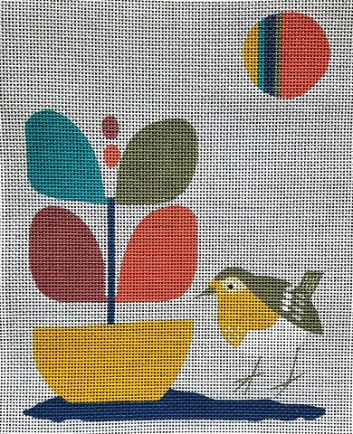 Mid Century Modern Bird In A Garden