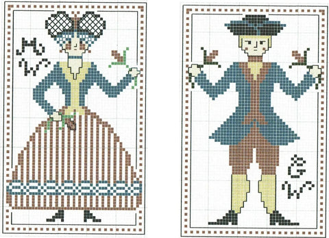 Lady Martha Washington & General George Washington (Homespun Samplar)