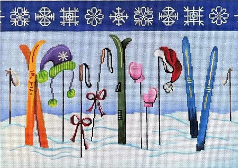 Skis Hats Gloves and Snowflakes (Patti Mann)