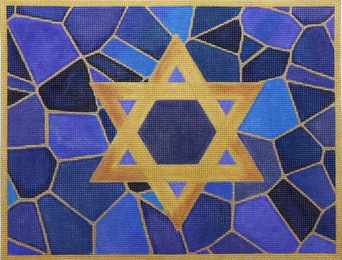 Blue Stained Glass Tallis Bag (Lani's Needlepoint)