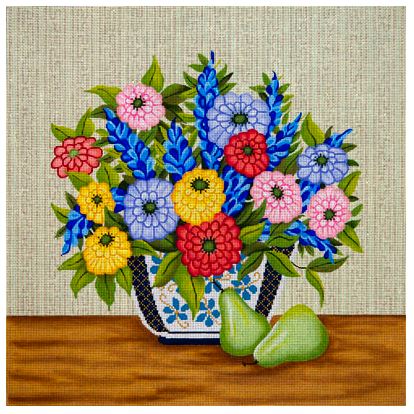 Imari Bowl of Flowers with Greek Kay