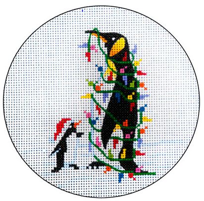 Penguin Wrapped in Christmas Lights