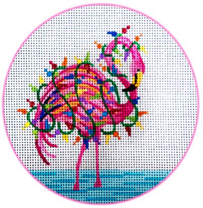Flamingo Wrapped in Christmas Lights