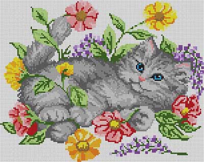 Kitten And Flowers