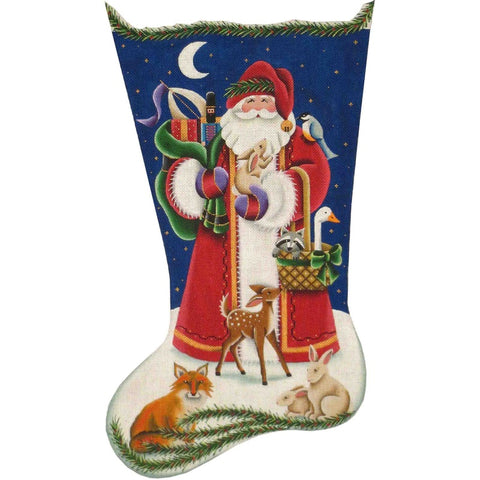 Woodland Santa Stocking - 13ct