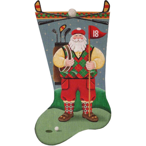 Golfing Santa Stocking - 18ct