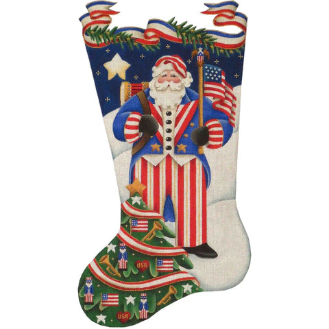 Patriotic Santa Stocking - 13ct