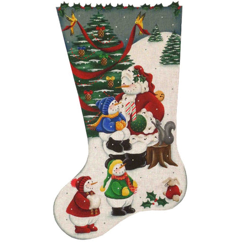 Snowman Santa Stocking - 13ct
