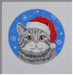 Grey Tabby Cat Santa