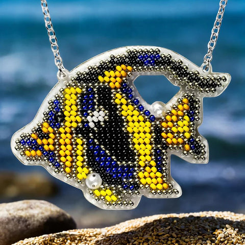 Bead Embroidery Kit - Yellow and Blue Fish (Wonderland Crafts)