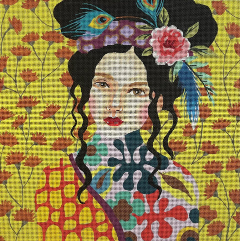 Lady w/Lime Green Background