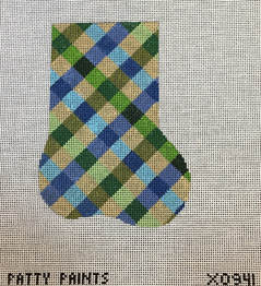 Plaid Mini Sock Greens and Blues