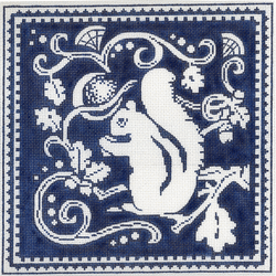 Squirrel Toile Blue