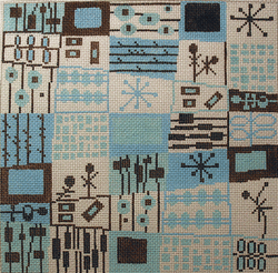 Retro Grid in Blue & Brown