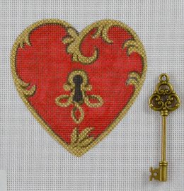 Red Lock Heart w/ Gold Key