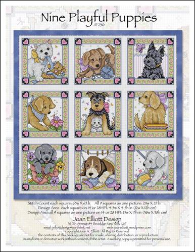 Nine Playful Puppies (Joan Elliott)