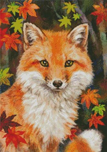 Fox with Autumn Leaves/Mini - (Artecy)