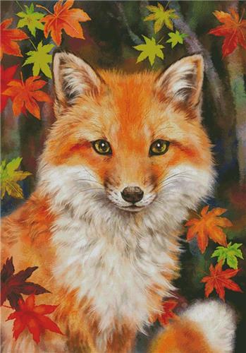 Fox with Autumn Leaves/Large (Artecy)