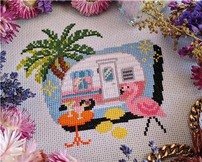 Flamingo Springs Mid Century Trailer (StitchSprout)