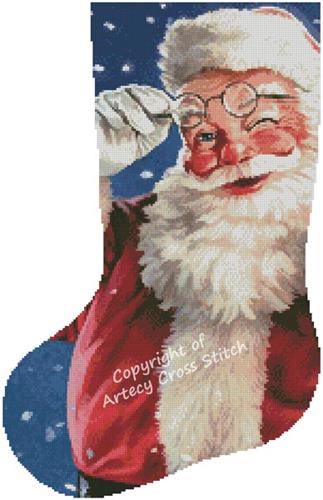 Santa Wink 2 Stocking/Left (Artecy)