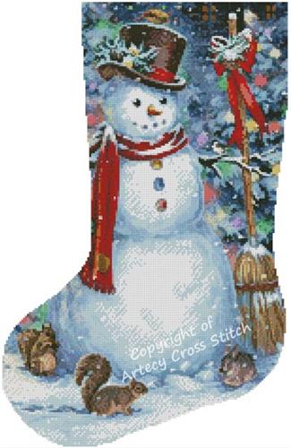 Woodland Snowman Stocking/Left (Artecy)