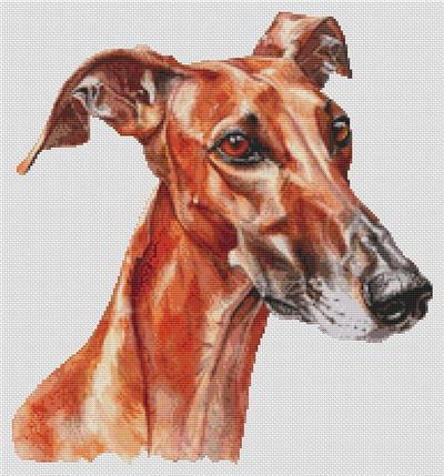 Red Greyhound (White Willow Stitching)