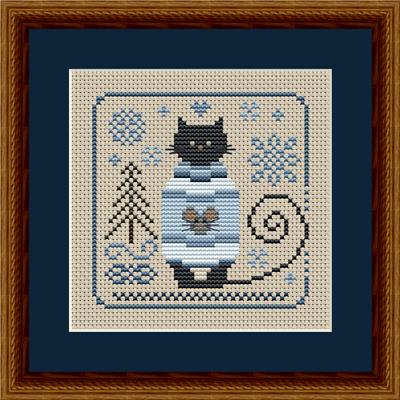 Cat Tales Collection - Cat In A Cozy Blue Sweater  (Happiness is HeartMade)