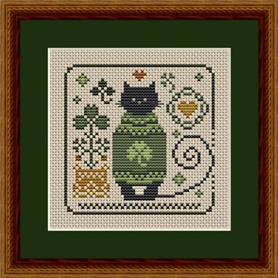 Cat Tales Collection - Cat In A Cozy Green Sweater  (Happiness is HeartMade)