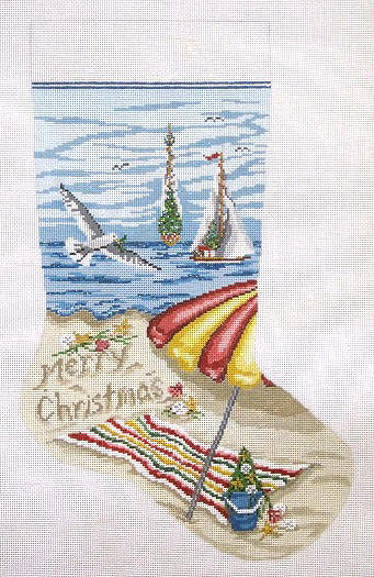 Christmas on Beach Stocking