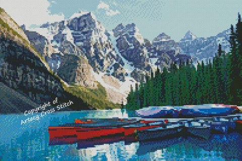 Boats on Moraine Lake, Canada/Mini (Artecy)