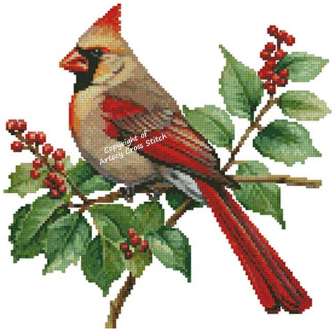 Female Cardinal and Holly/Mini (Artecy)