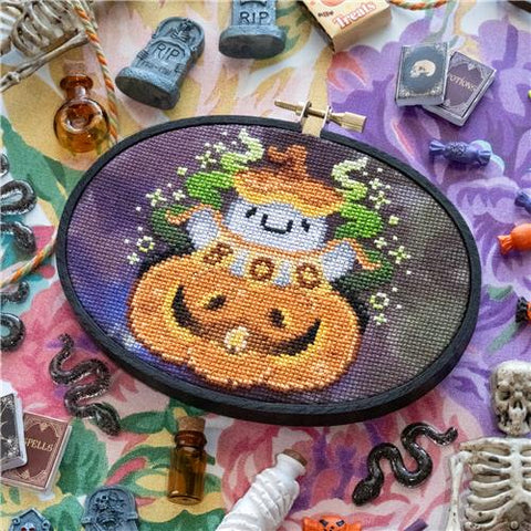Punk-a-boo Cute Halloween Pumpkin (StitchSprout)