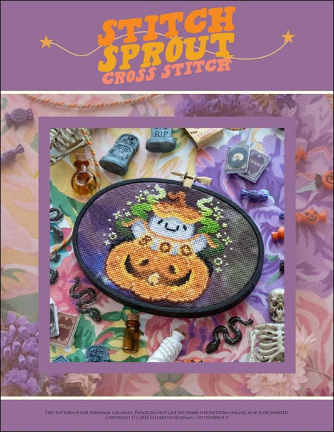 Punk-a-boo Cute Halloween Pumpkin (StitchSprout)
