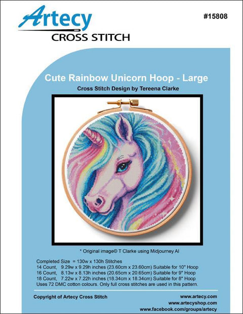 Cute Rainbow Unicorn Hoop/Large (Artecy)