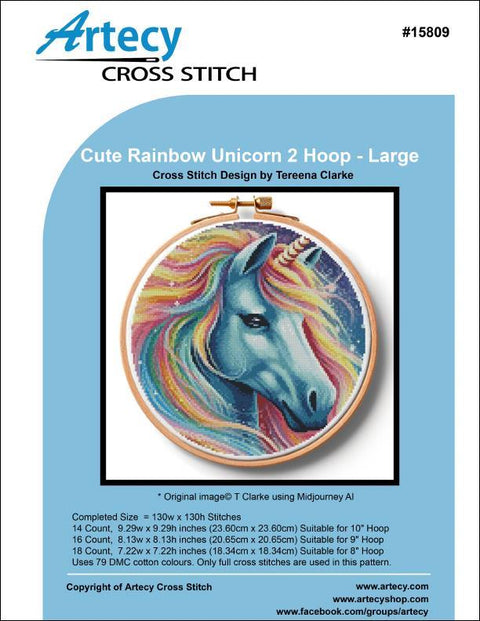 Cute Rainbow Unicorn 2 Hoop/Large (Artecy)