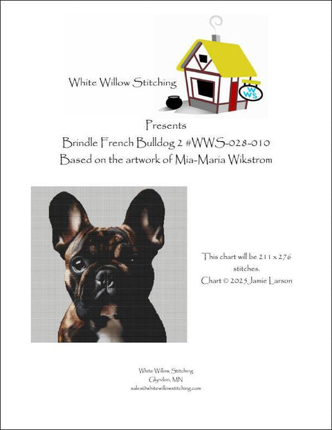 Brindle French Bulldog 2 (White Willow Stitching)