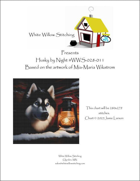 Husky by Night (White Willow Stitching)