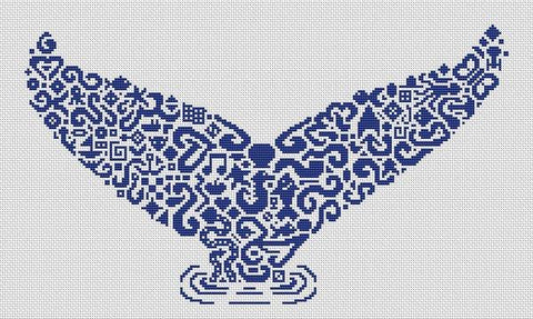 Tribal Whale Tail (White Willow Stitching)