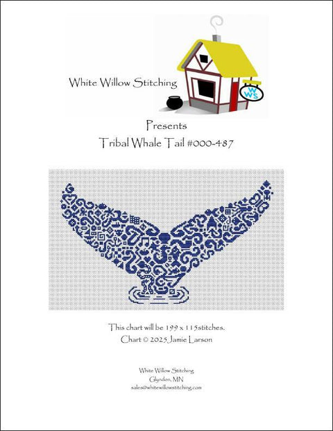 Tribal Whale Tail (White Willow Stitching)