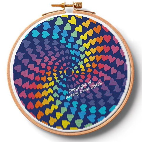 Abstract Rainbow Heart Design Hoop/Medium (Artecy)